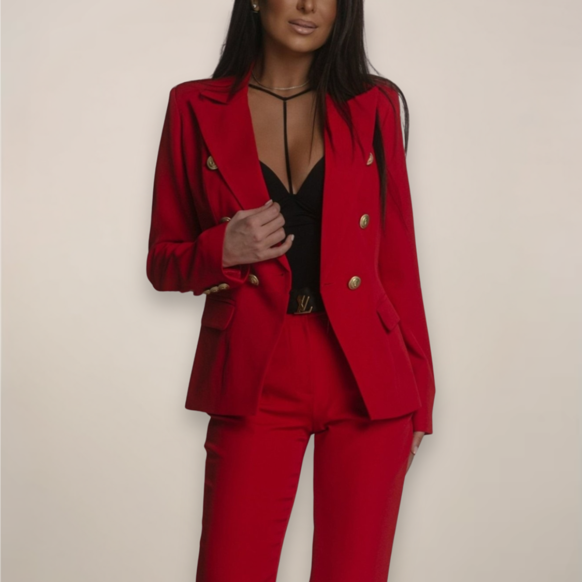 Chic Women's Two-Piece Blazer Suit for Office and Formal Events
